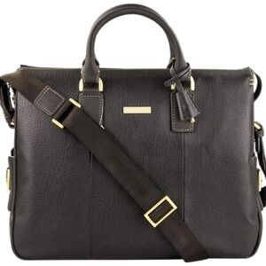 Brooks Brothers Convertible Brown Leather Laptop Bag, One Size, 8151-6